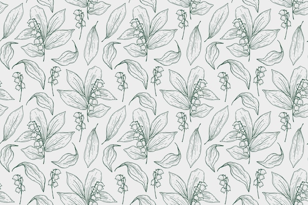 Free vector engraving hand drawn botanical pattern