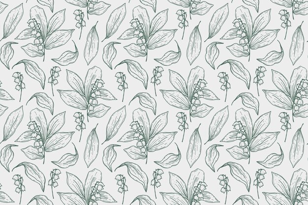 Engraving hand drawn botanical pattern