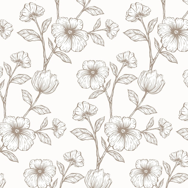 Free vector engraving hand drawn botanical pattern