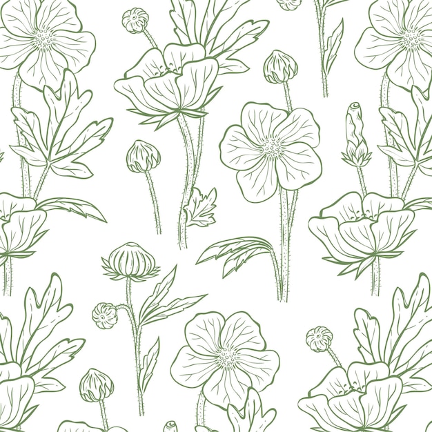 Free vector engraving hand drawn botanical pattern