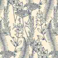 Free vector engraving hand drawn botanical pattern