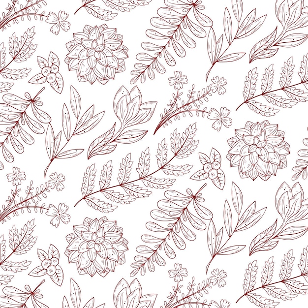 Free vector engraving hand drawn botanical pattern