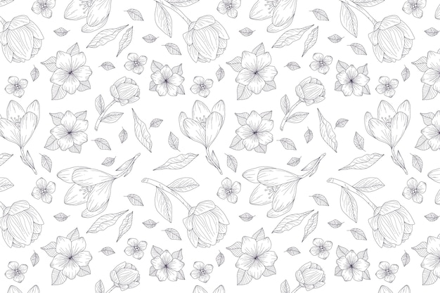 Free vector engraving hand drawn botanical pattern