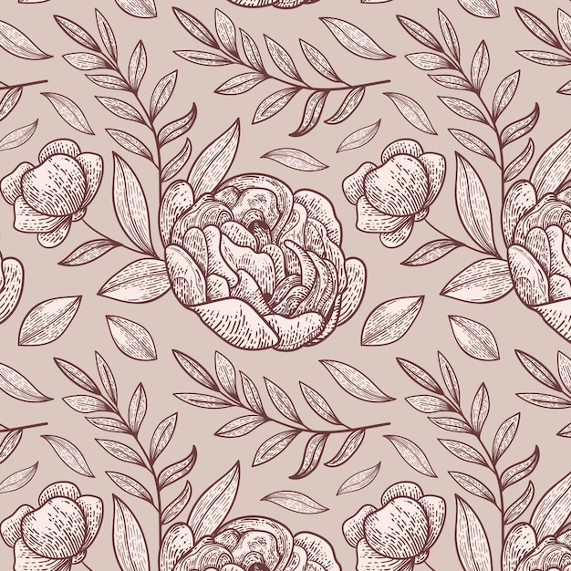 Free vector engraving hand drawn botanical pattern