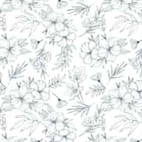 Free vector engraving hand drawn botanical pattern