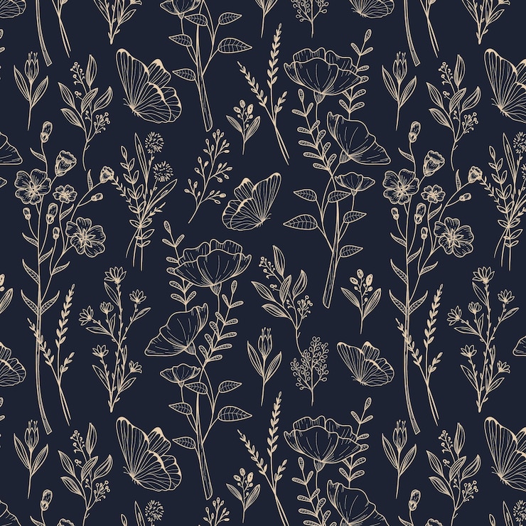 Free Vector engraving hand drawn botanical pattern