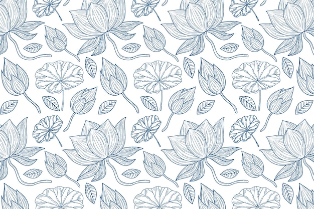 Free vector engraving hand drawn botanical pattern