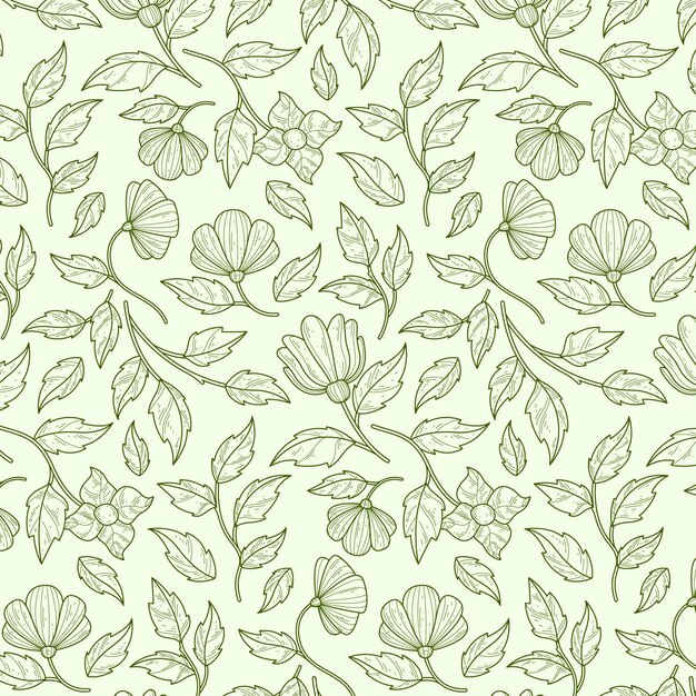 Engraving hand drawn botanical pattern