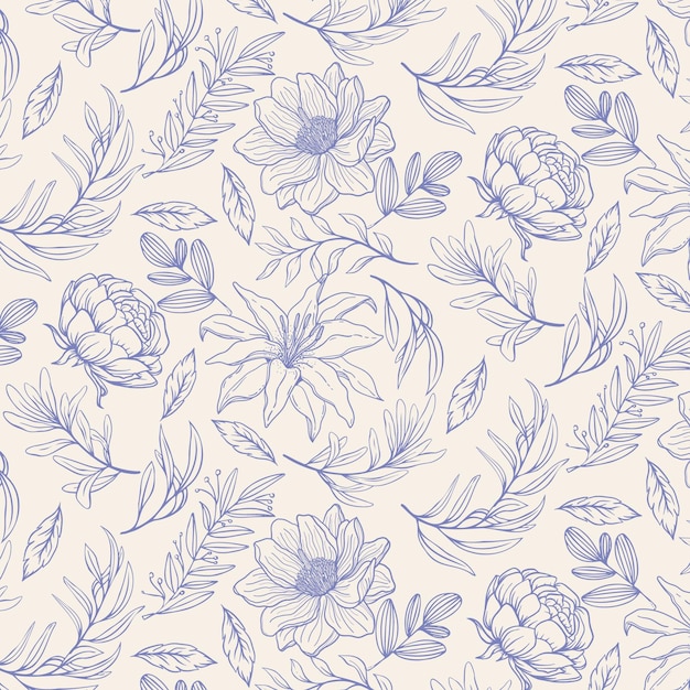 Free Vector engraving hand drawn botanical pattern