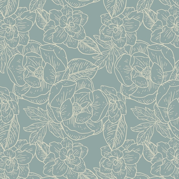 Free Vector engraving hand drawn botanical pattern
