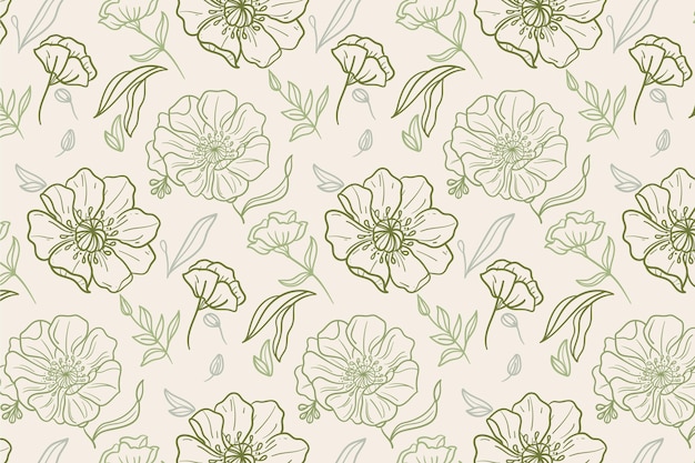 Free vector engraving hand drawn botanical pattern