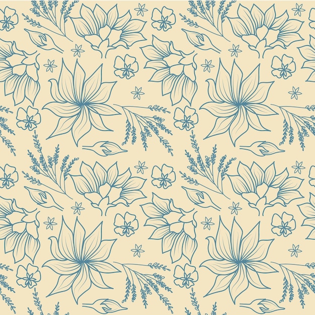 Free vector engraving hand drawn botanical pattern