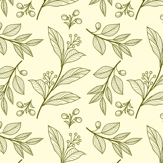 Engraving hand drawn botanical pattern