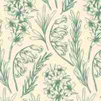 Free vector engraving hand drawn botanical pattern