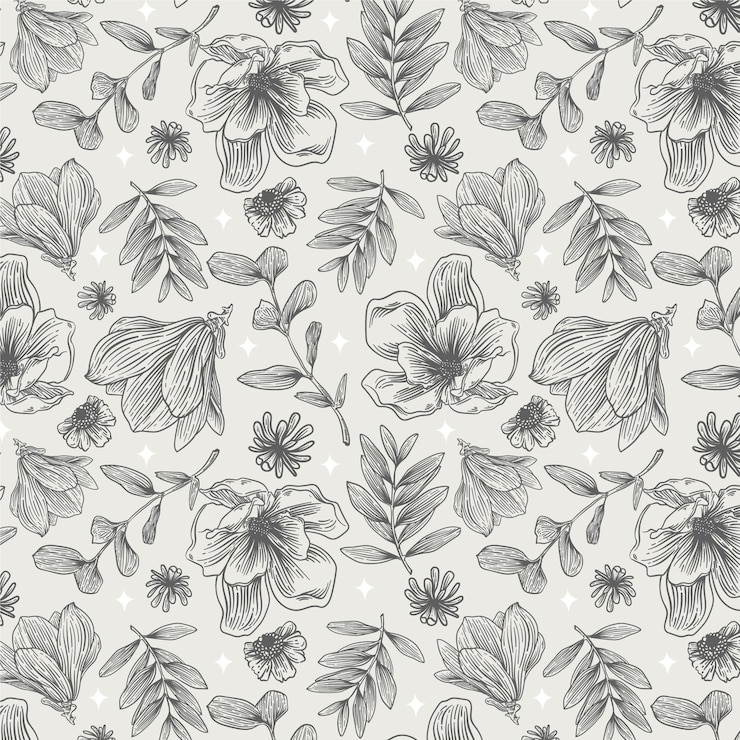 Free Vector engraving hand drawn botanical pattern