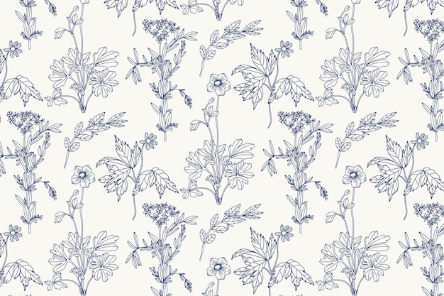 Free vector engraving hand drawn botanical pattern