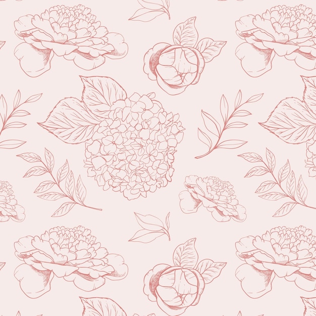 Free vector engraving hand drawn botanical pattern