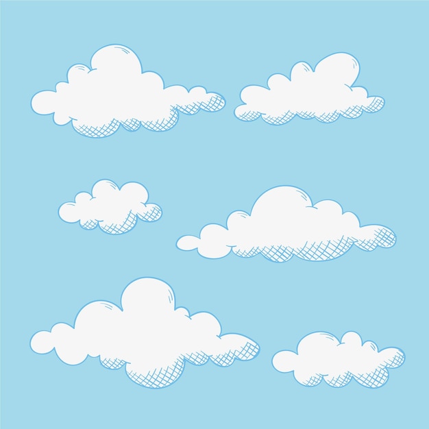 Free vector engraving hand drawn clouds collection