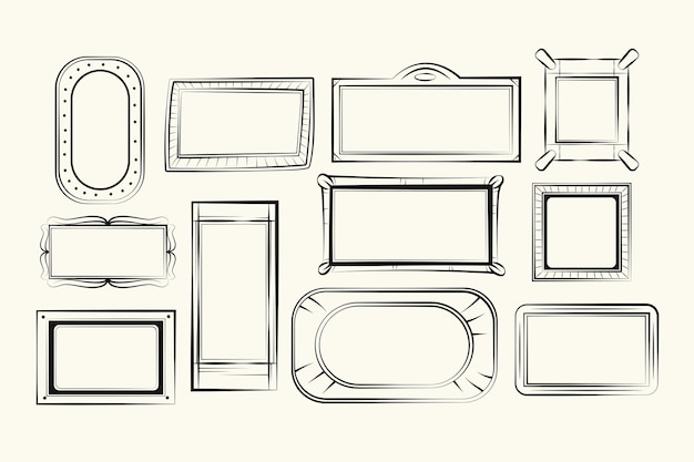 Free vector engraving hand drawn doodle frame collection