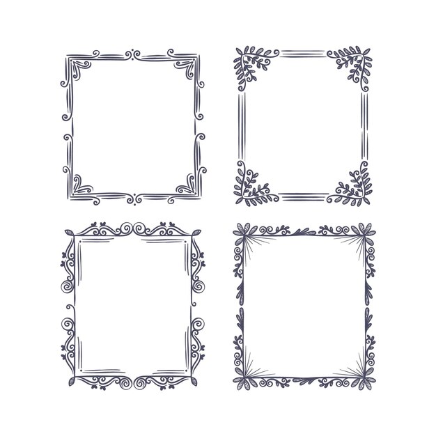 손으로 그린 낙서 프레임 컬렉션 조각
