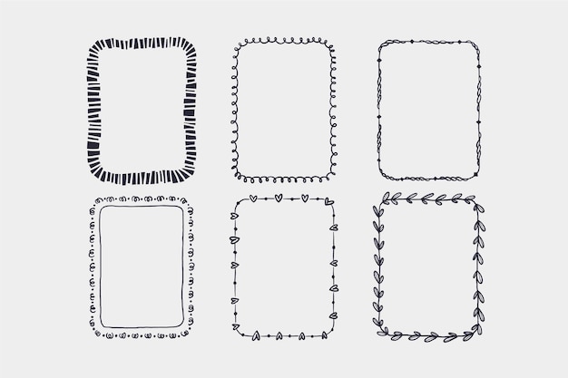 Free vector engraving hand drawn doodle frames collection