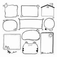 Free vector engraving hand drawn doodle frames collection