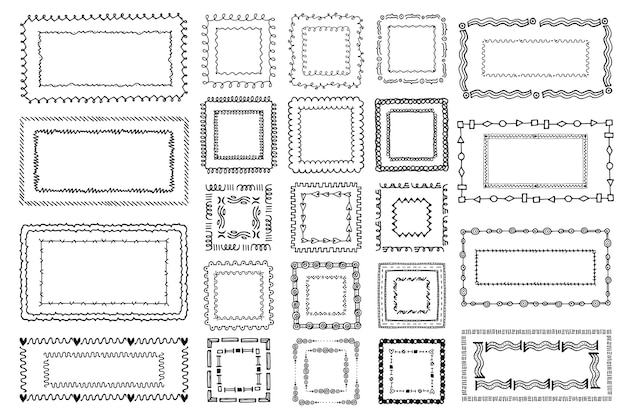 手描き落書きフレームコレクションの彫刻