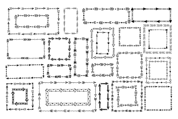 손으로 그린 낙서 프레임 컬렉션 조각