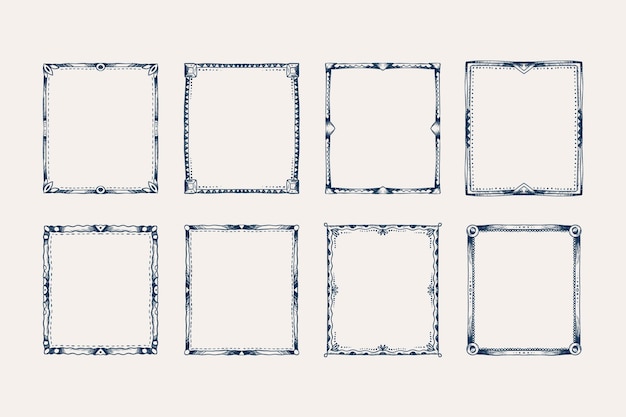 Free vector engraving hand drawn doodles frame collection