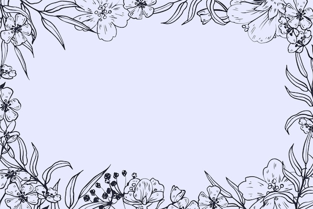 Engraving hand drawn floral background