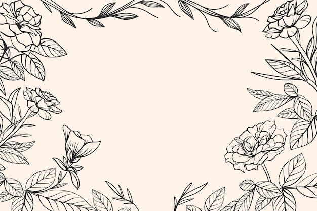Engraving hand drawn floral background