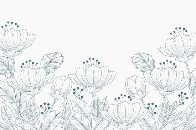 Engraving hand drawn floral background