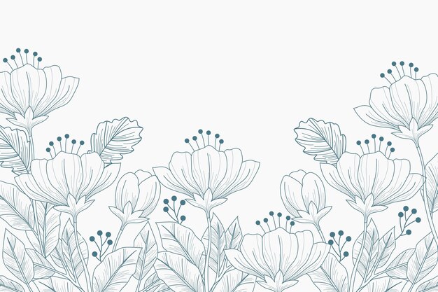 Engraving hand drawn floral background