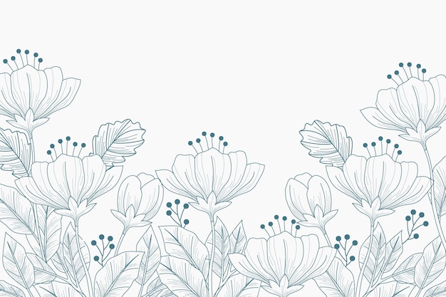 engraving hand drawn floral background