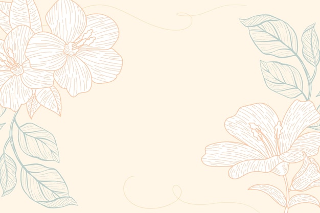 Engraving hand drawn floral background