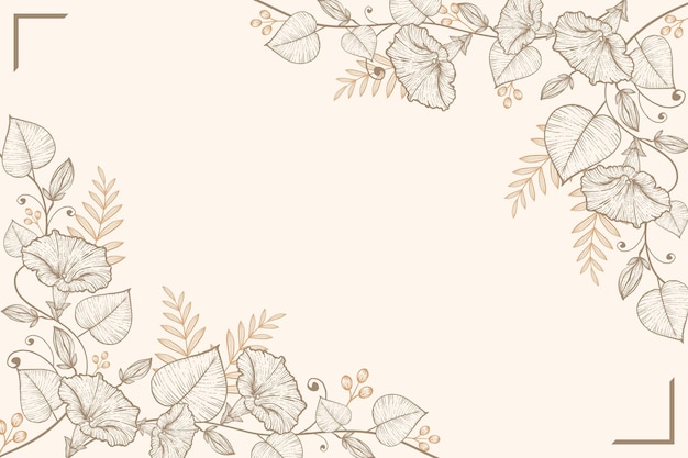 Engraving hand drawn floral background