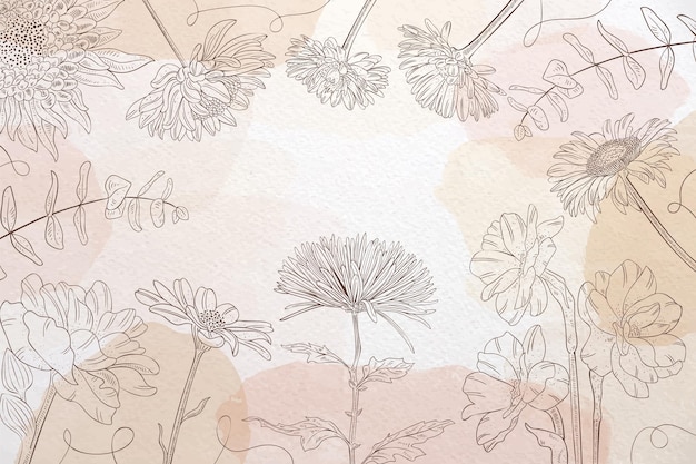 Engraving hand drawn floral background