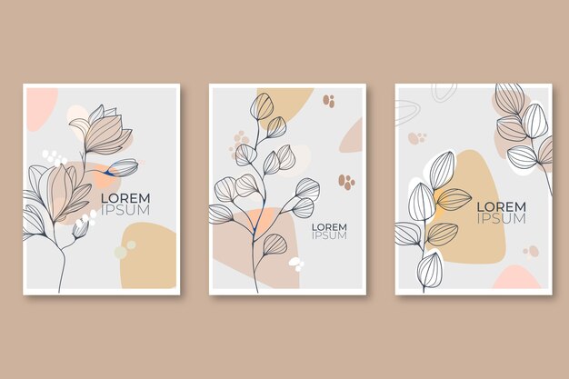 Engraving hand drawn floral cards collection