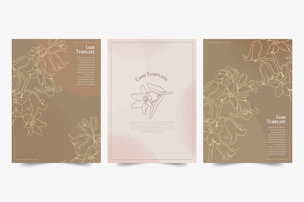 Engraving hand drawn floral cards collection