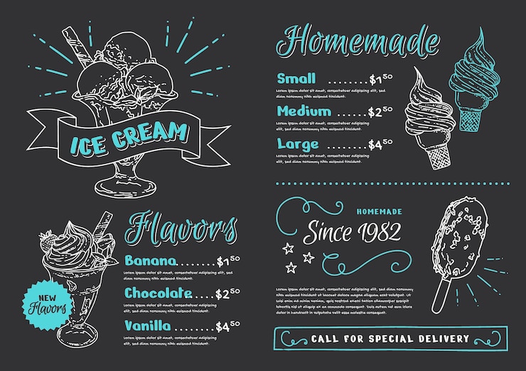 Free Vector engraving hand drawn ice cream blackboard menu