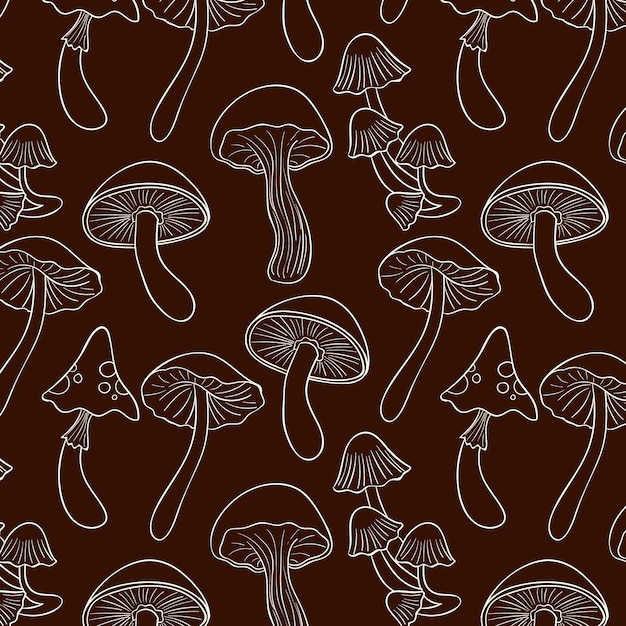 Engraving hand drawn mushroom pattern
