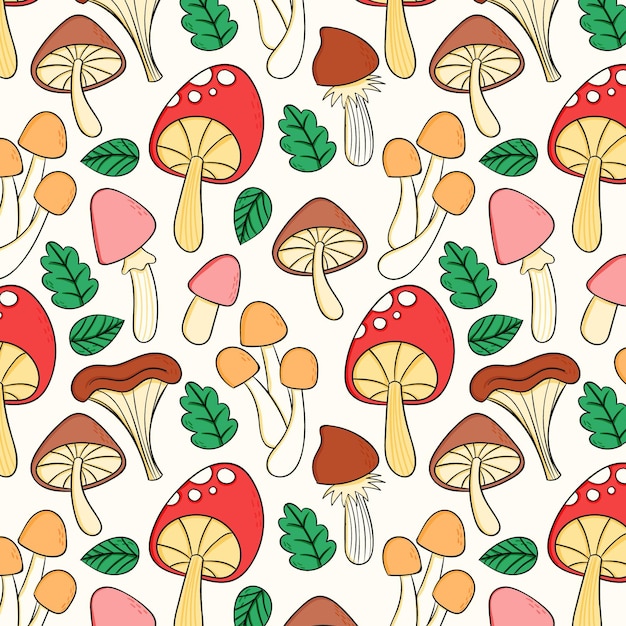 Engraving hand drawn mushroom pattern