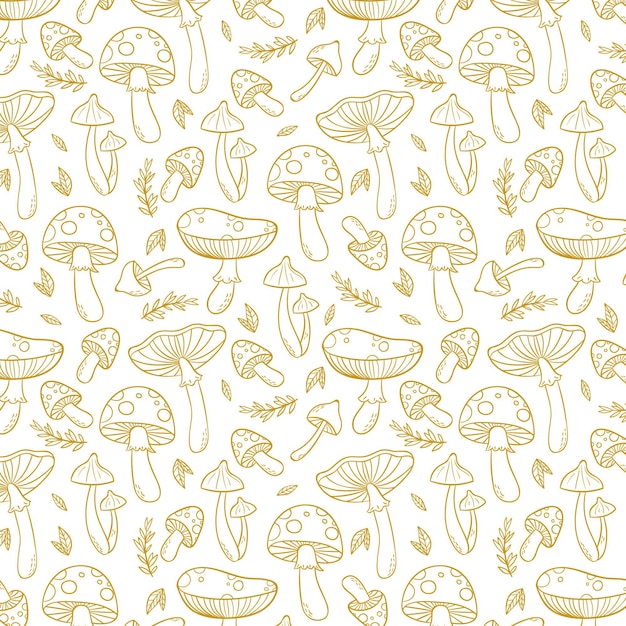 Free vector engraving hand drawn mushroom pattern