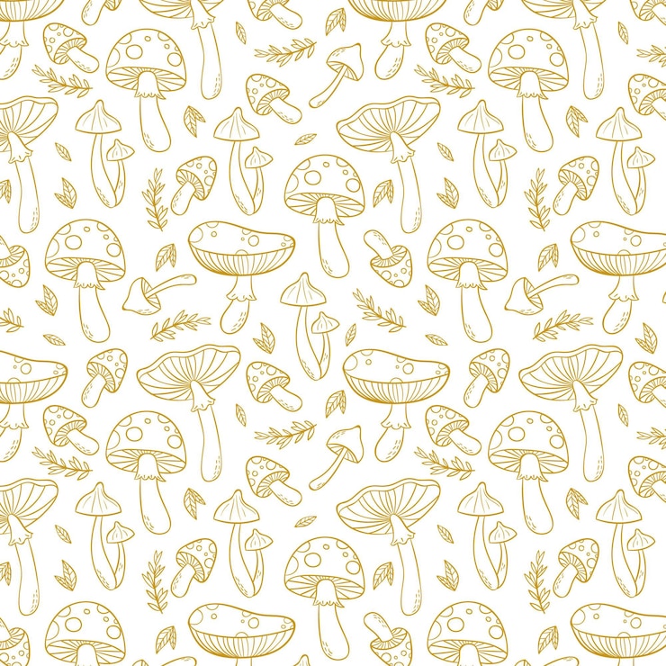 Free Vector engraving hand drawn mushroom pattern