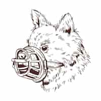 Бесплатное векторное изображение Гравюра рисованной в наморднике собаки