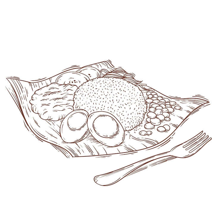 Free Vector engraving hand drawn nasi lemak