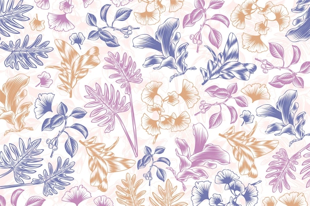 Free Vector engraving hand drawn nature background