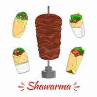 Free vector engraving hand drawn nutritious shawarma illustration