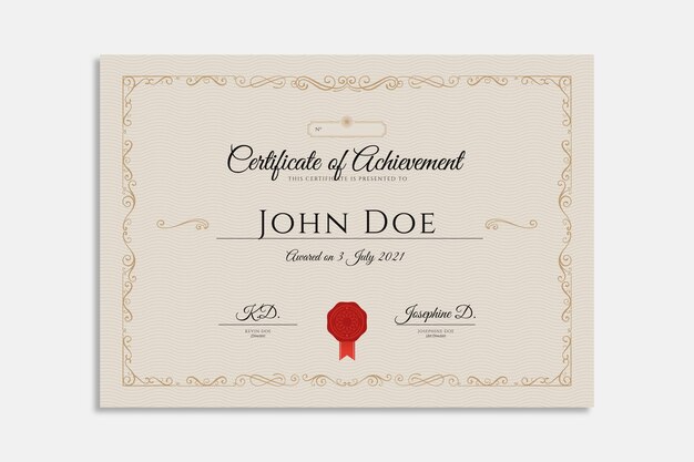 Engraving hand drawn ornamental certificate template