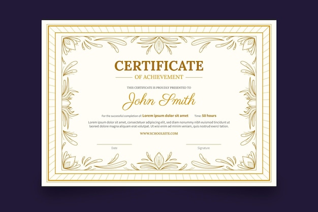 Free vector engraving hand drawn ornamental certificate template